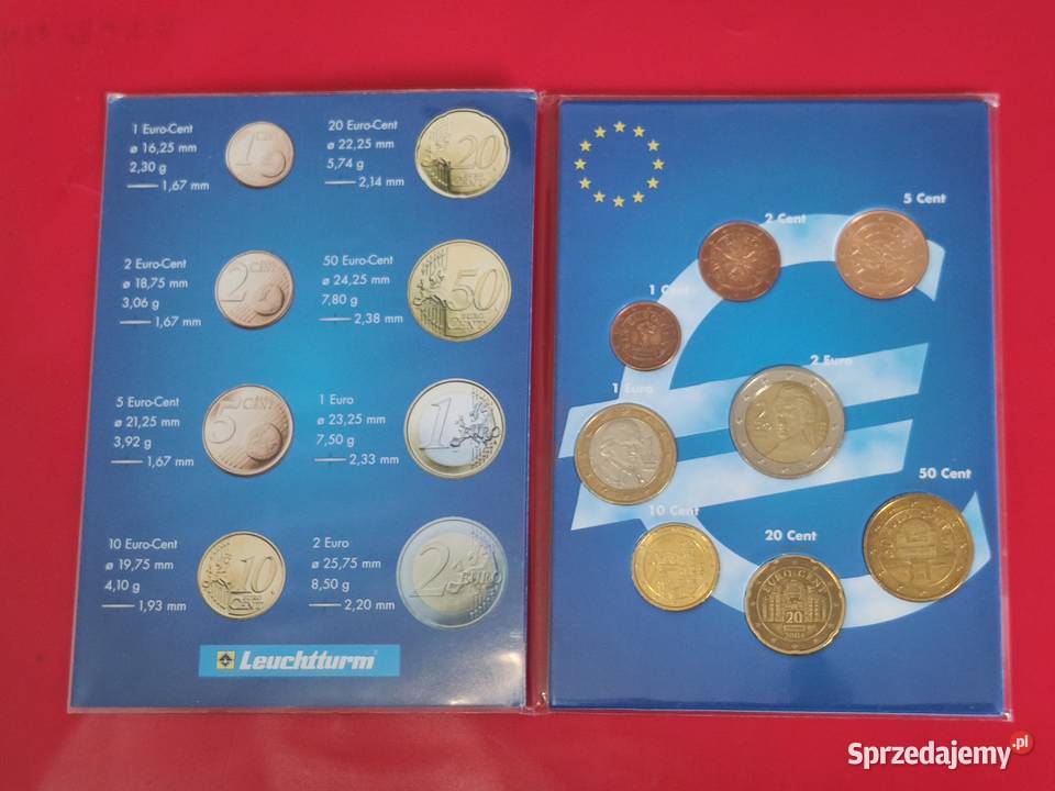 Austria klaser z monetami 2 euro do 1 centa 8 pomorskie Lębork sprzedam