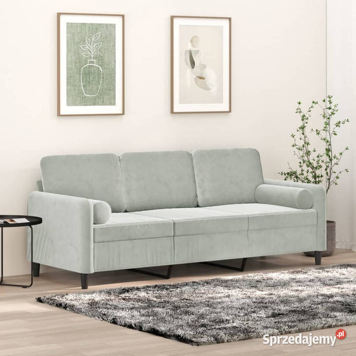 3osobowa sofa z poduszkami jasnoszara 180 Warszawa