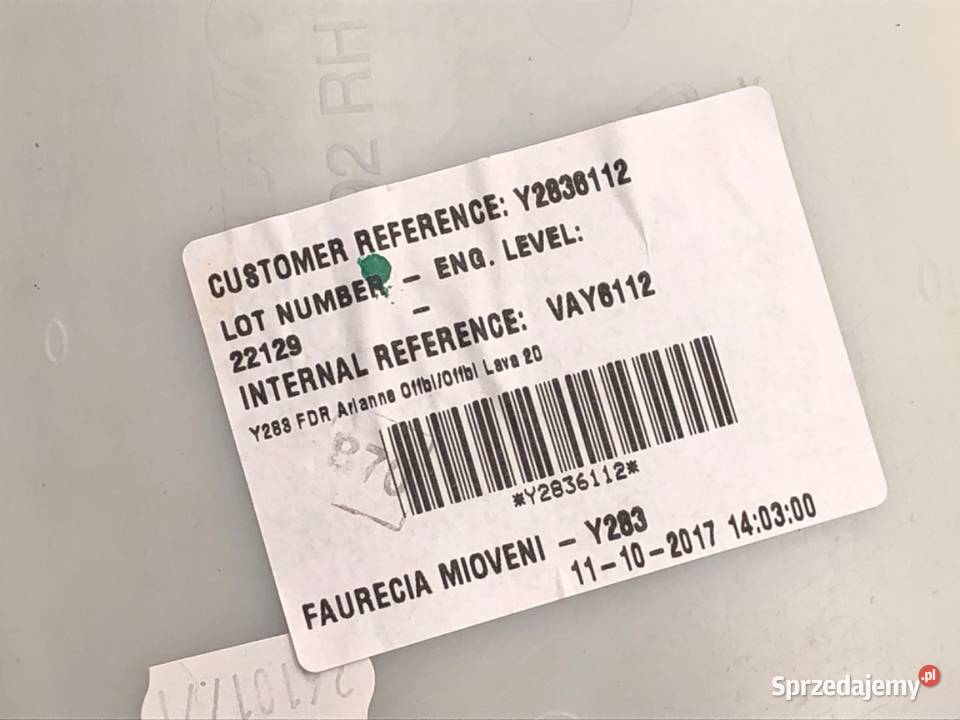 BOCZEK DRZWI PRAWY PRZÓD VOLVO V60 I 31366169