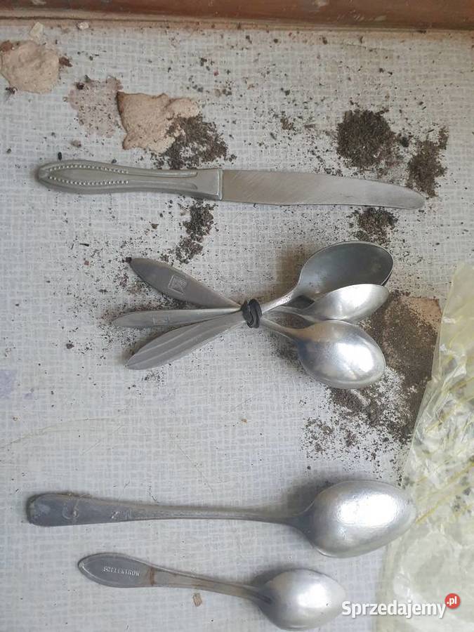 Sztućce aluminiowe stare PRL vintage Warszawa