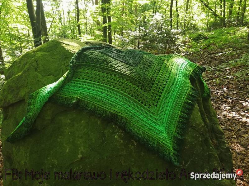 Chusta ombre w kolorach zieleni rękodzieło na Pozostałe Skarżysko-Kamienna sprzedam