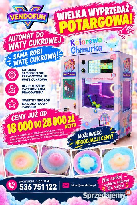 WIELKA WYPRZEDAŻ Automat do waty cukrowej 18 000 Gdańsk
