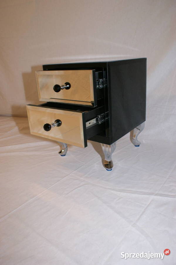 Stolik nocny z lustra czarny glamour ze szkla Szafy, regały, półki Kępno