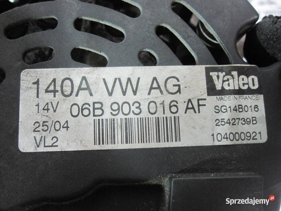 AUDI A4 20B ALT 05r 166 alternator 06B903016AF