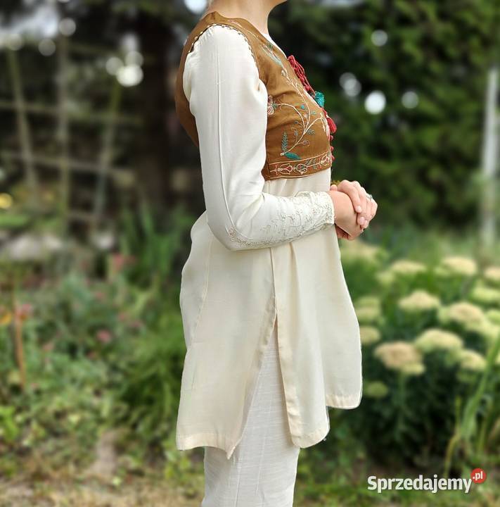Brązowa kamizelka bolerko gorset S 36 etno folk Szczecin