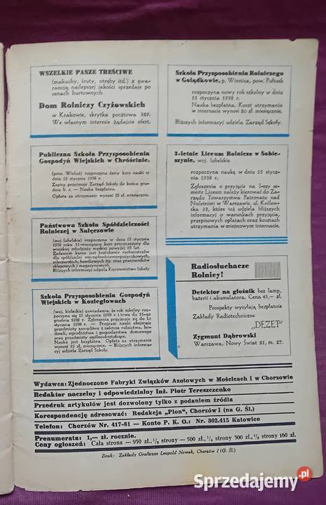 Miesięcznik Plon 12 z 1937 r IV Antykwariat Koźminek