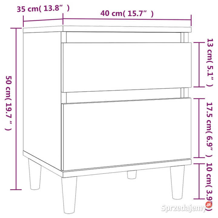 Szafka nocna brązowy dąb 40x35x50 WM821840 Warszawa