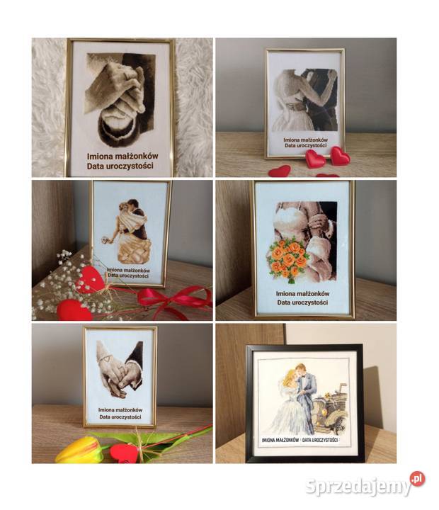 Pamiątka ślubu rękodzieło haft krzyżykowy Olsztyn sprzedam