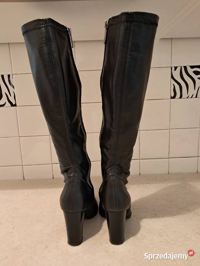 Buty damskie skórzane kozaki czarne Lasocki do Kraków