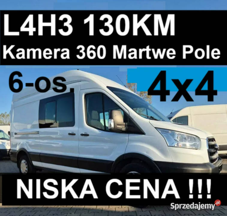 Ford Transit 4X4 L4H3 130 Brygadowy 6osob Kamera wielofunkcyjna kierownica Szczecinek