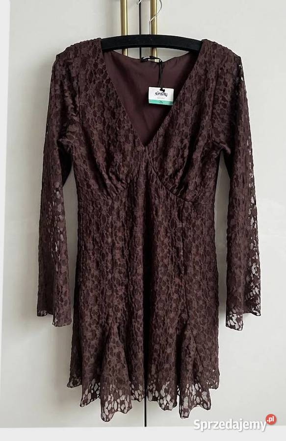 Czekoladowa brązowa sukienka koronkowa M L XL Warszawa