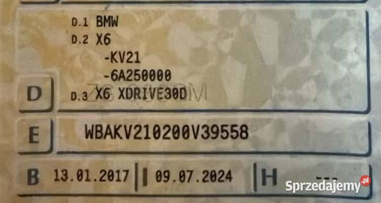 BMW X6 30 d XDrive na częśći Szczecin