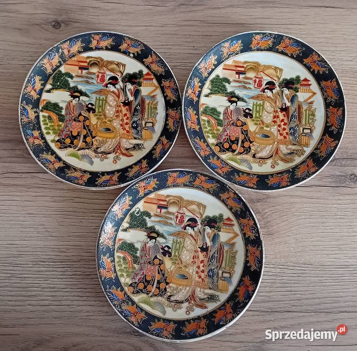 Zabytkowe japońskie talerze dekoracyjne ręcznie Pozostałe małopolskie Miechów sprzedam