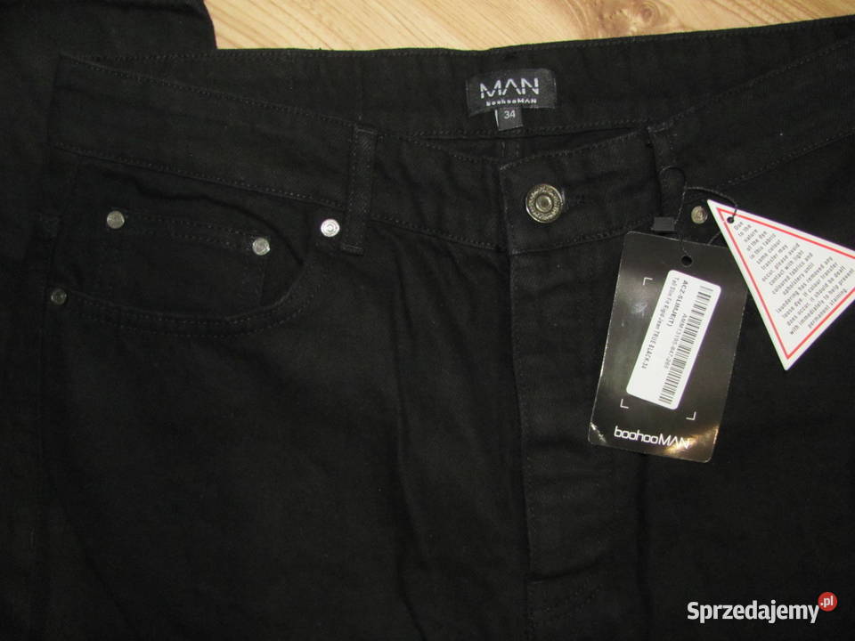 BooHoo MAN WYSOKIE SZTYWNE DŻINSY SLIM FIT r 34