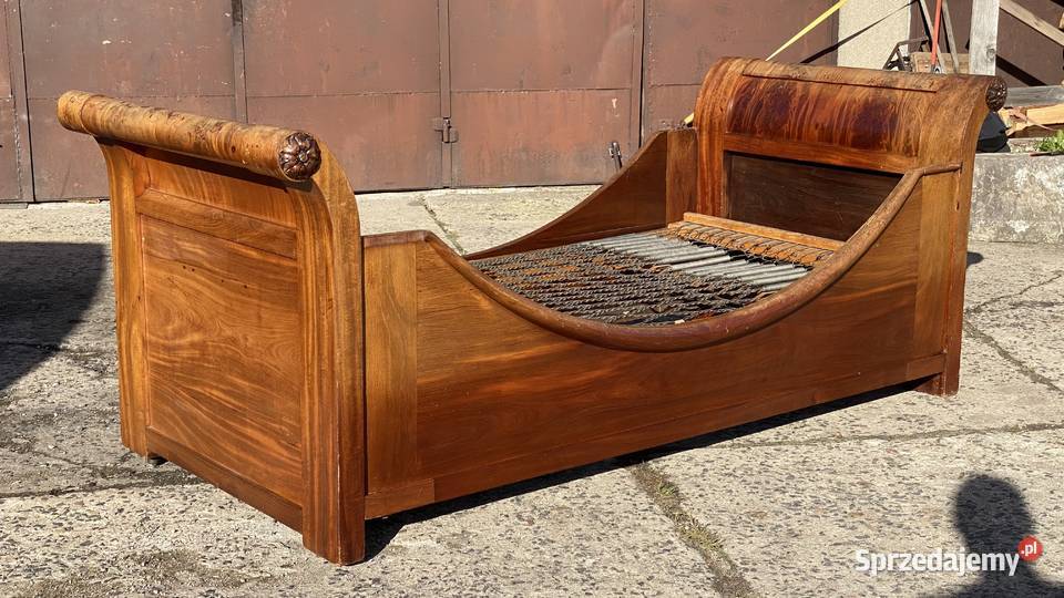 Łóżko Biedermeier pojedyncze 100x200 orzech XIX Gryfice