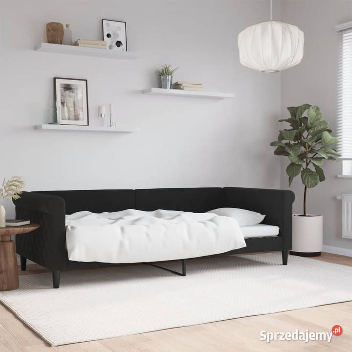 Łóżko dzienne czarne obite aksamitem 90x200 Łóżka i materace Warszawa