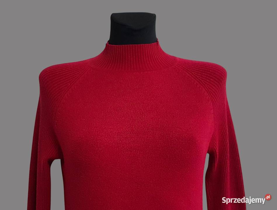 Damski klasyczny półgolf czerwony prążkowany z Chrzanów