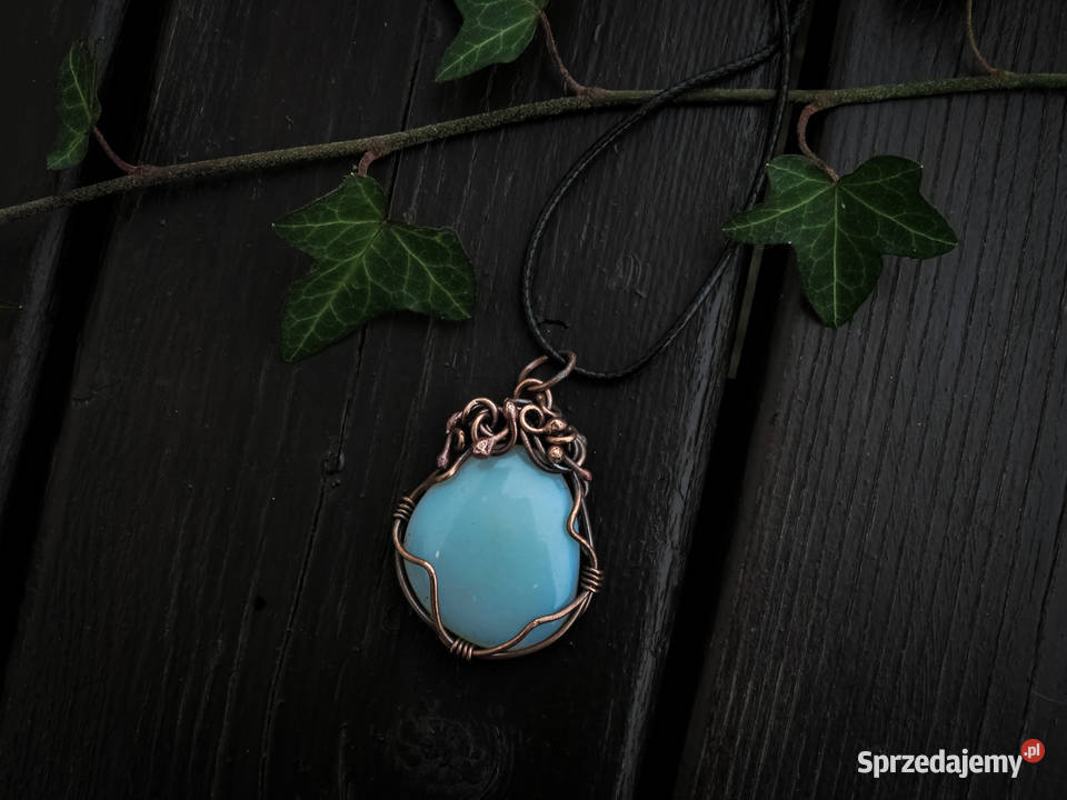 Unikatowy dwustronny wisiorek opalit miedź Kraków sprzedam