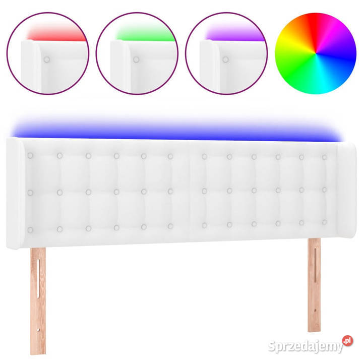 Zagłówek do łóżka z LED biały 147x16x7888 Warszawa