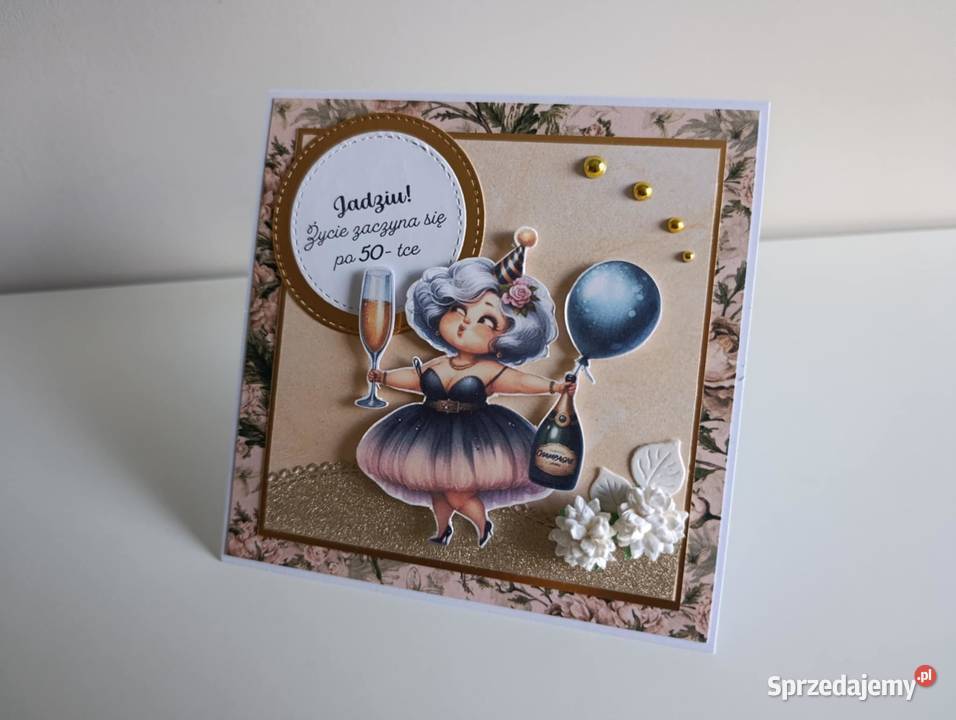 Kartka na urodziny ręcznie odejście na emeryturę Antyki, Sztuka, Kolekcje łódzkie sprzedam