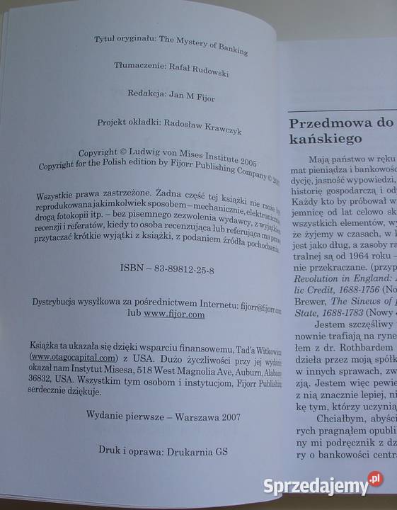Tajniki bankowości Murray N Rothbard WydFijorr Książki naukowe i popularnonaukowe łódzkie
