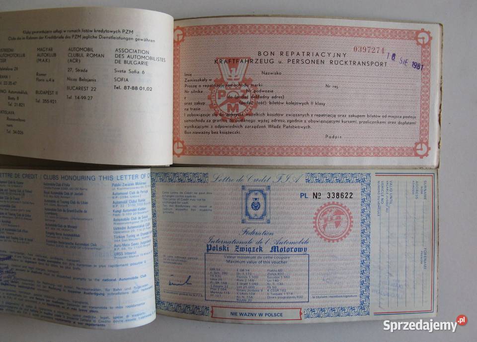 Międzynarodowa Pomoc Samochodowa PZM z PRL sprzedam