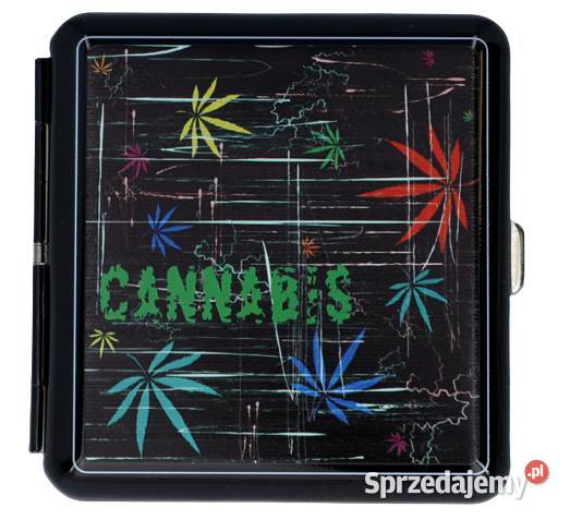 Metalowa Papierośnica Ganja z Nadrukiem Liści Ostrowy nad Okszą sprzedam