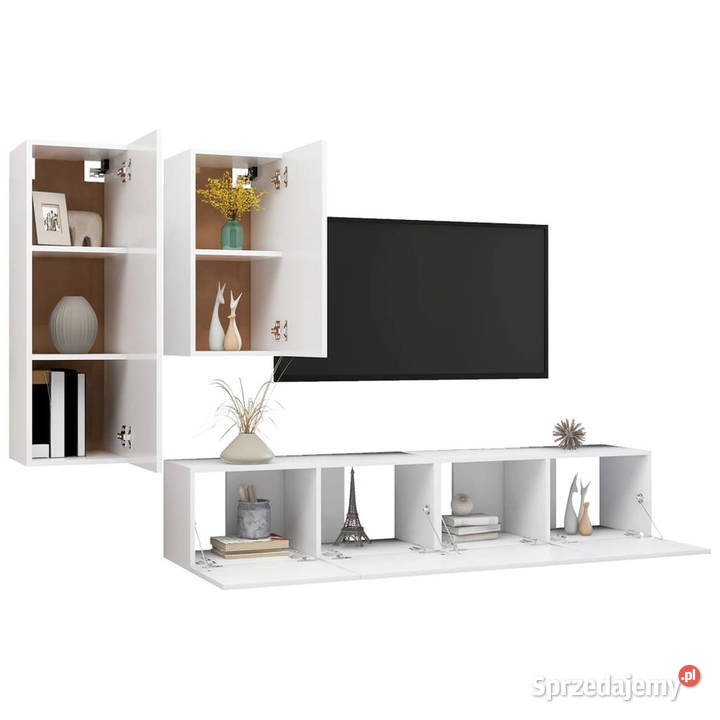 4cz zestaw szafek TV biały materiał