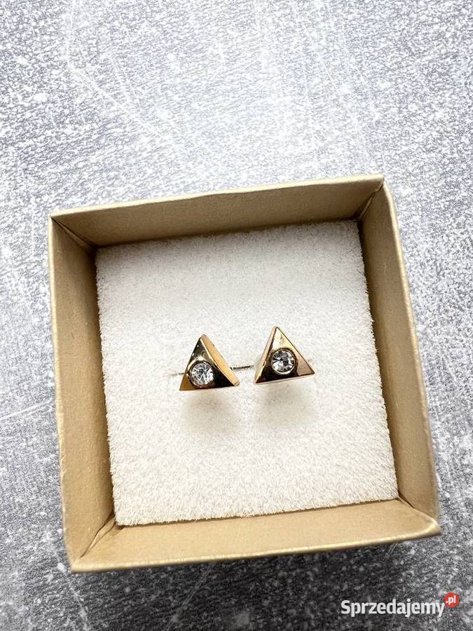 Kolczyki złote z diamentem trójkąt trójkąty podkarpackie Jasło sprzedam