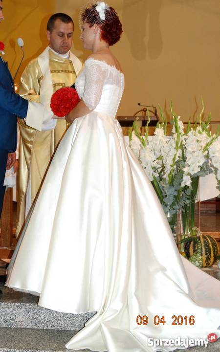 suknia ślubna śmietankowa biel mikado Viola Warszawa