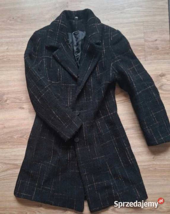 Elegancki klasyczny czarny płaszcz trencz z Kraków