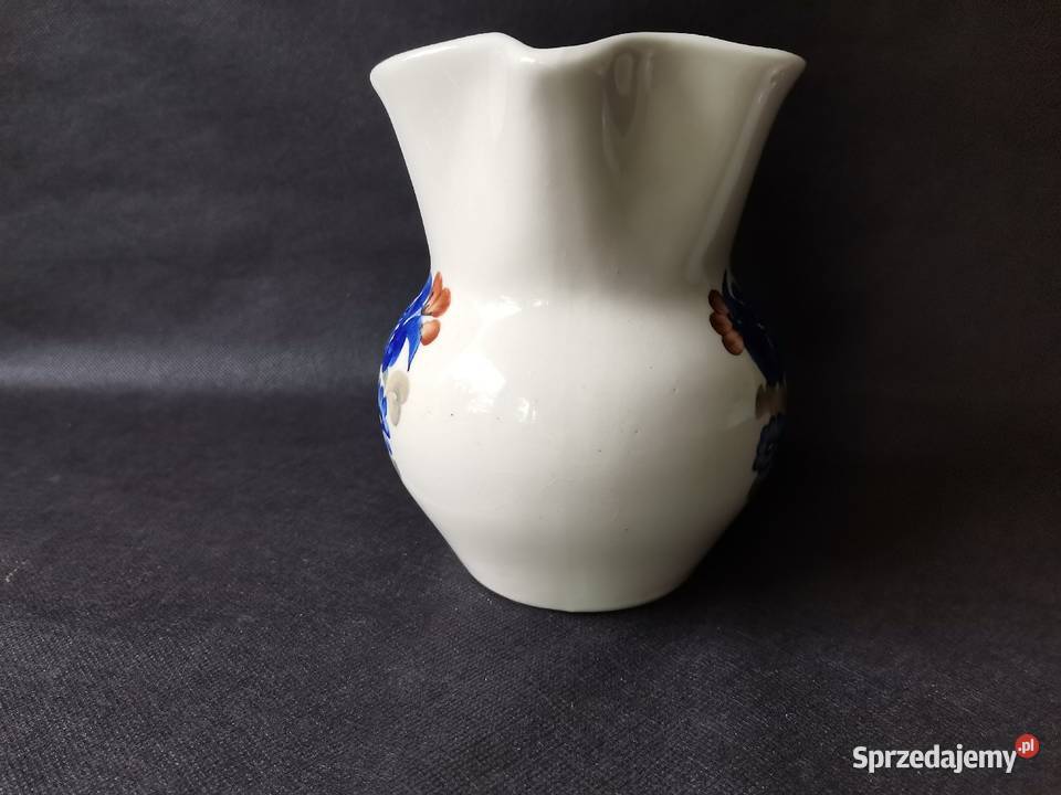Stary dzbanek w kolorowe kwiaty fajans Włocławek Porcelana i szkło Katowice