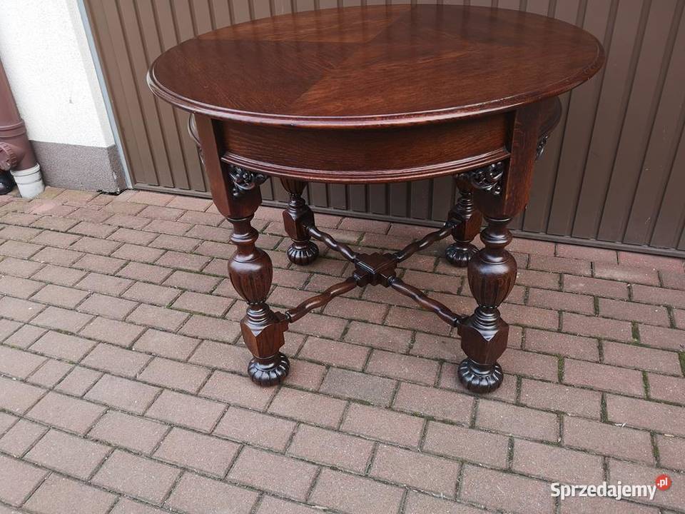 Stół Dębowy Okrągły 99 Unikat Zgrabny Stary Meble Swarzędz sprzedam