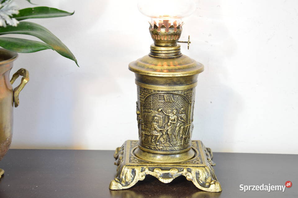 piękna cynowa LAMPA NAFTOWA stara Jastrzębie-Zdrój