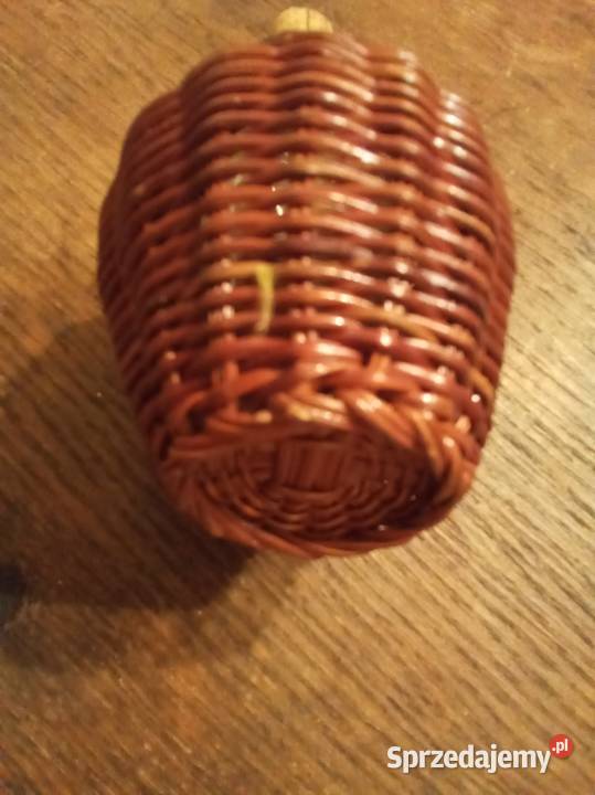 Star butelka 2 koszyczku wiklinowym PRL Rękodzieło mazowieckie