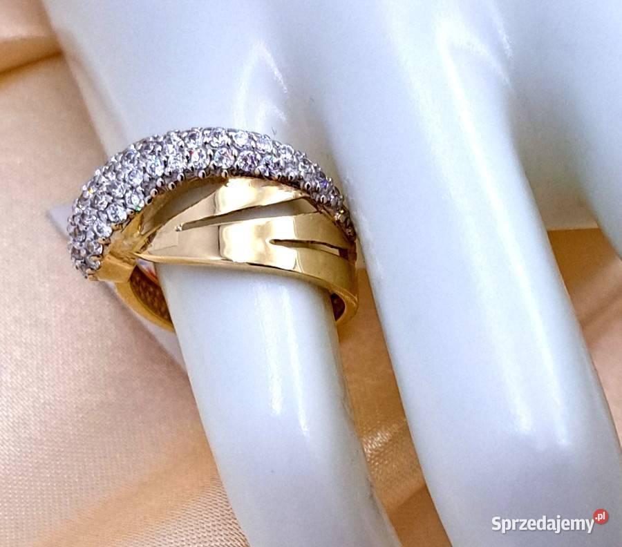 Pierścionek r12 Złoty pr333 Modern z kamieniami wielkopolskie Poznań
