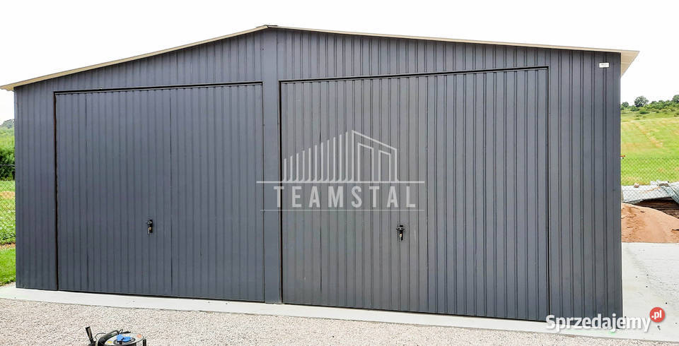GARAŻ BLASZANY 7m x 7m pion dwuspad 2x Brama blacha