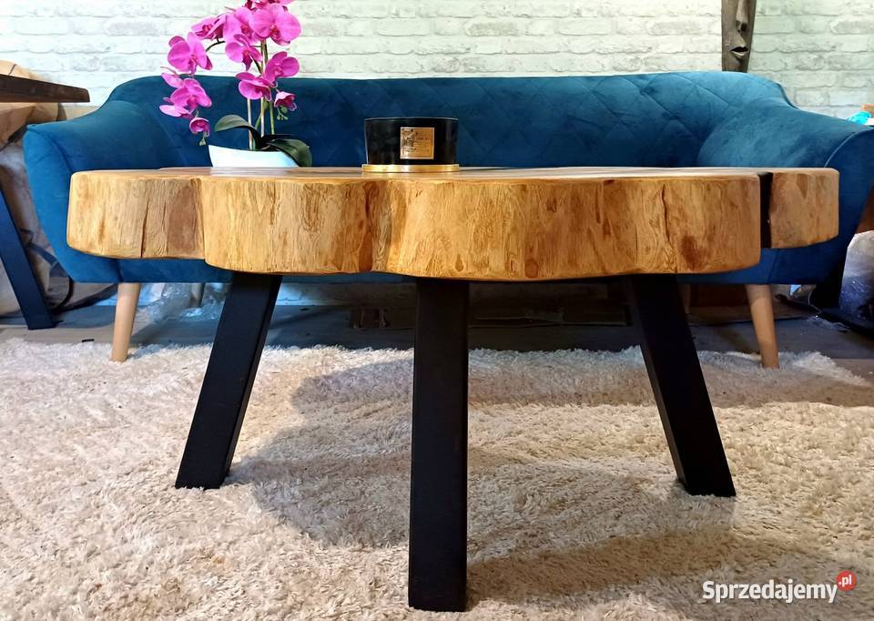 Stolik kawowy 98x84 PIĘKNY LIVE EDGE plaster Śrem