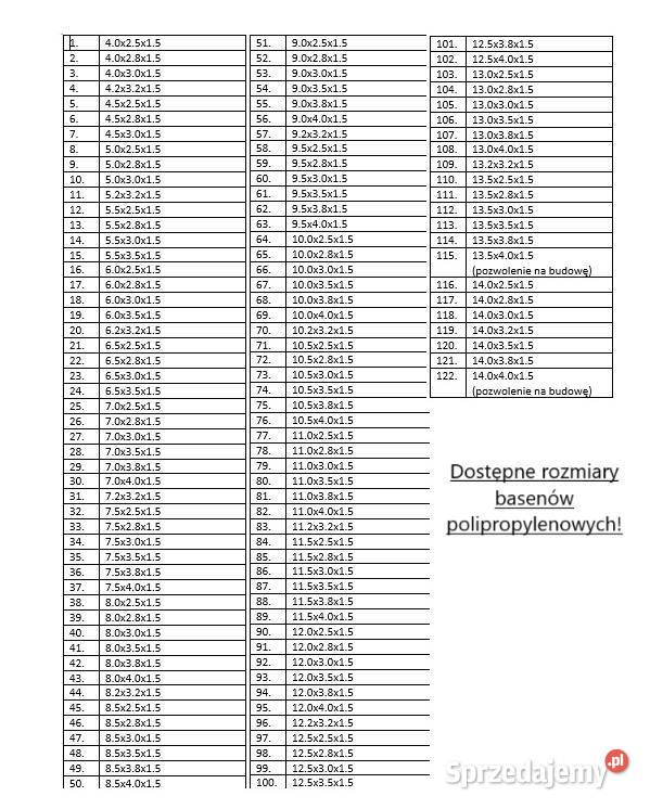 Polipropylenowy basen Mallorca 12x35x15m Poznań sprzedam