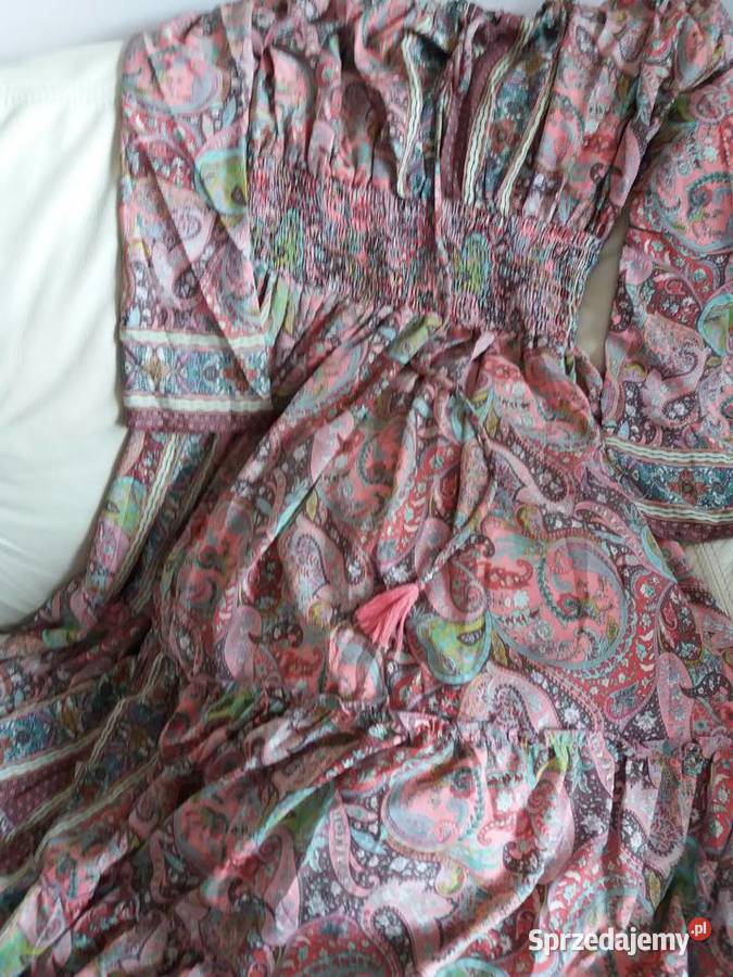 Sukienka boho 30 jedwab naturalny 9 kolorów duży Białystok