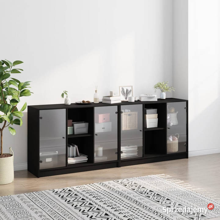 Biblioteczka z drzwiczkami czarna 204x37x75 Warszawa