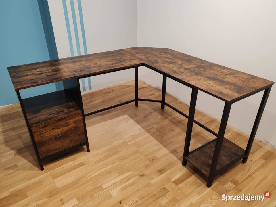 Biurko narożne na metalowych nogach z szufladą Mielec