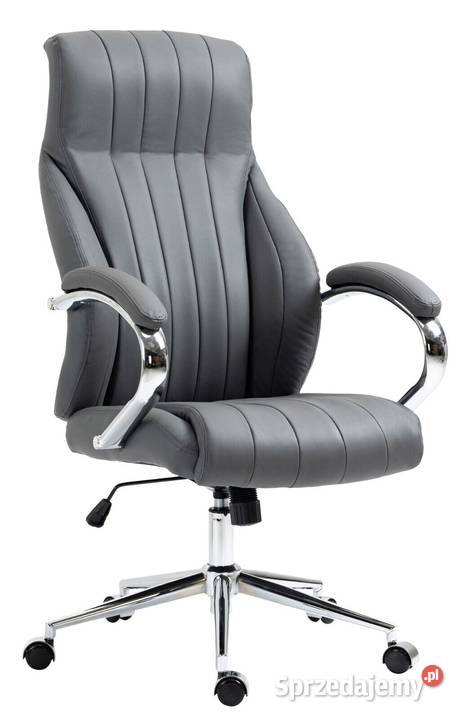 Ergonomiczne krzesło biurowe ORYGINALNA SKÓRA szare
