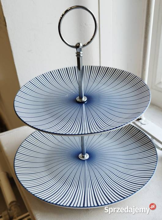 Porcelanowy dwupoziomowy talerz piętrowy stojak Inowrocław