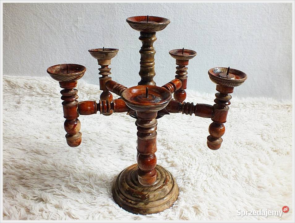 Ponury stary świecznik Wikingów drewniany lubuskie Żary