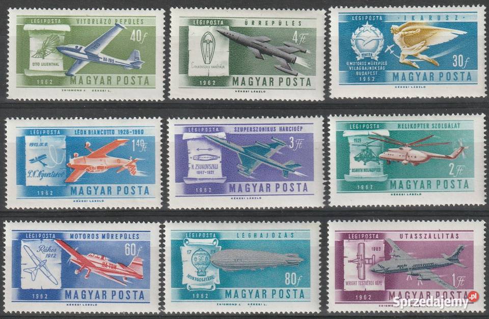 WĘGRY POCZTA LOTNICZA 1962 CZYSTE Łódź