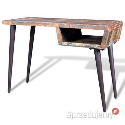 vidaXL Biurko z żelaznymi nogami lite drewno z Warszawa