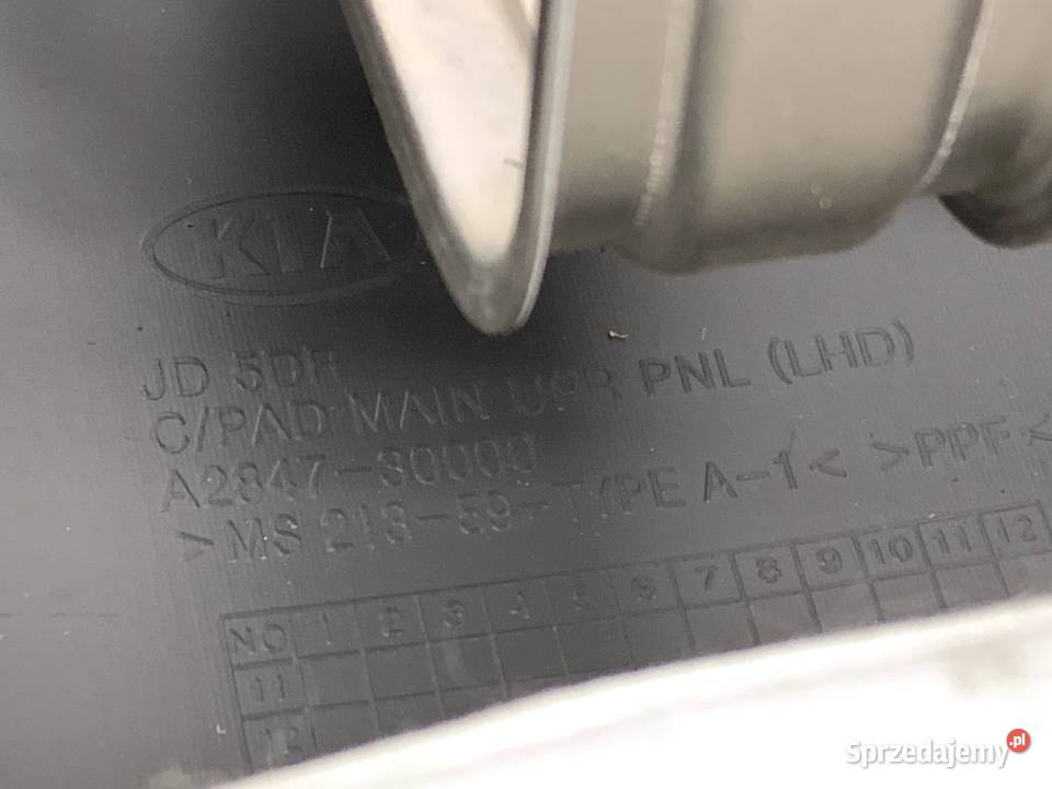 KOKPIT PODUSZKI PASY KOMPLET KIA CEED A284730000