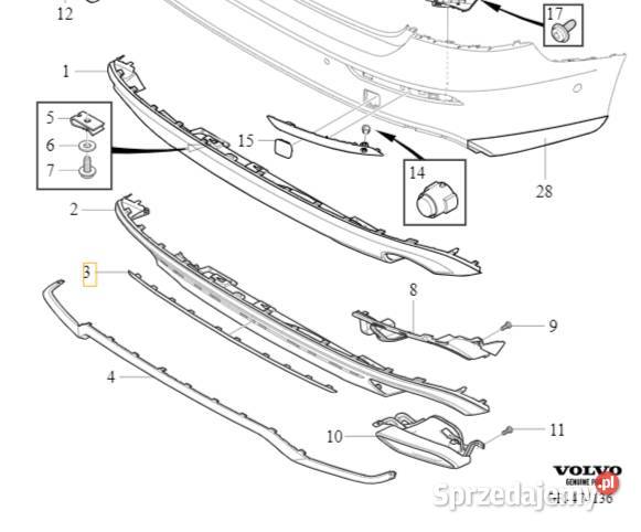 VOLVO S60 III V60 II spoiler listwa chrom