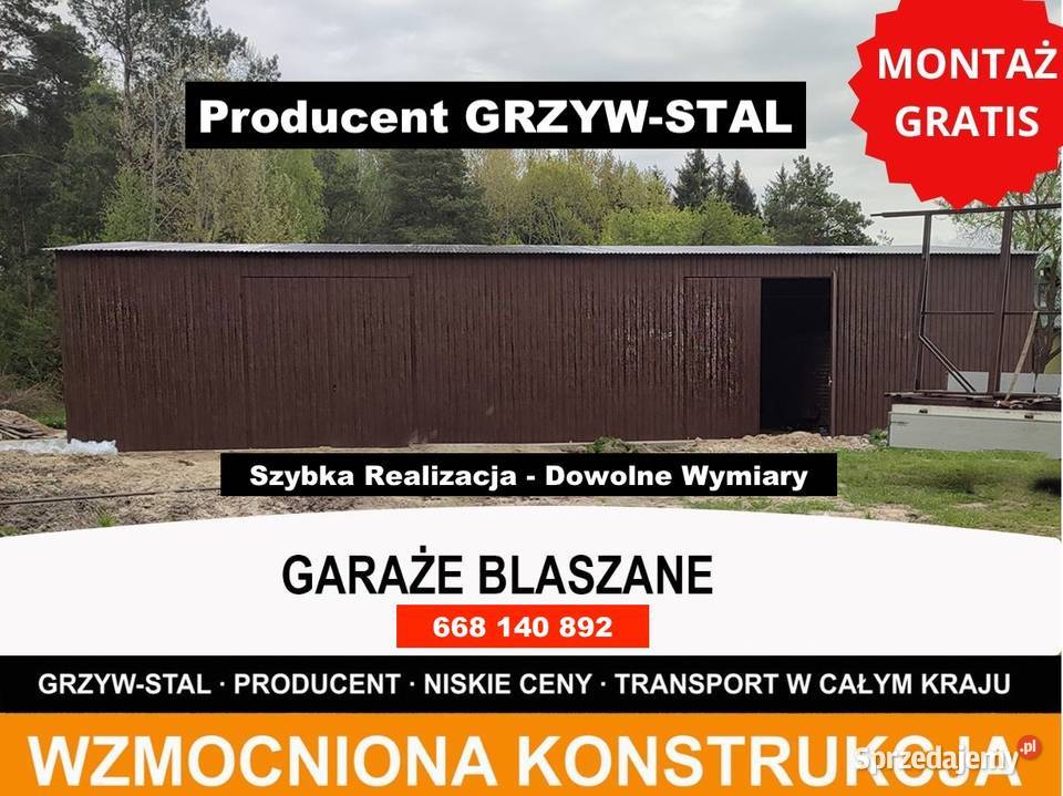 Duży Garaż Blaszany Magazyn Wiata Garażowa Hala 48m2 Puławy